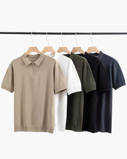 Heren Polo Korte Mouwen Gebreid Brooks Rits