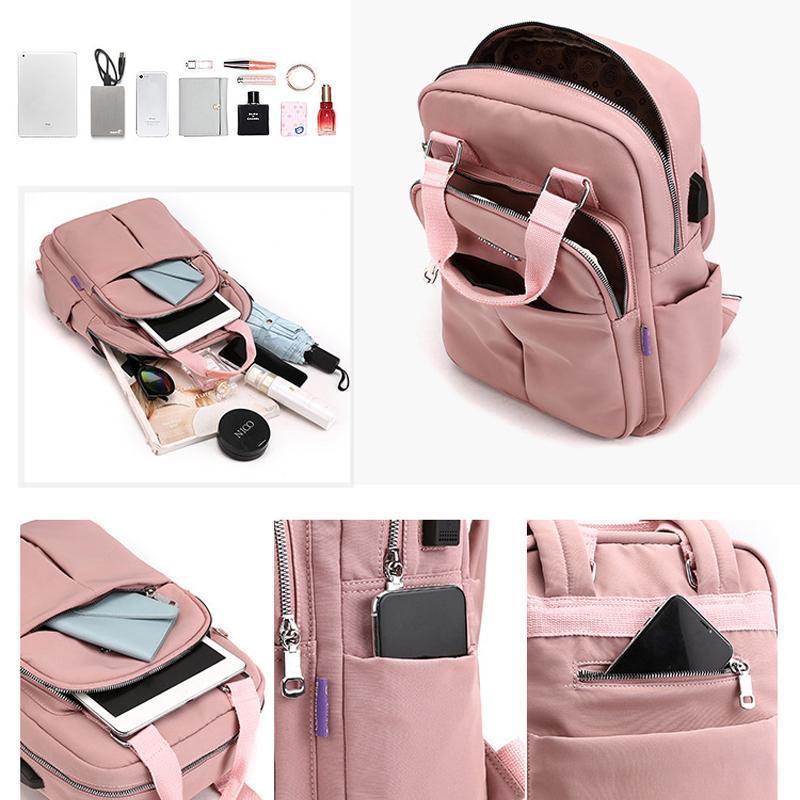 Waterdichte Dagelijkse Rugzak met USB Oplaadpoort Zwart Grijs Roze Groen Blauw Rood Multifunctioneel voor Werk School Reizen Laptop iPad Telefoon Opslag