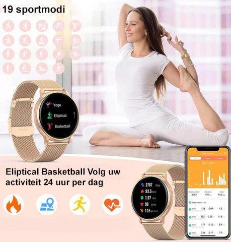 Smartwatch Dames met Hartslagmeter en Belfunctie — Fitness Tracker Bluetooth Stappenteller Slaapmonitoring Bloedzuurstofmeting