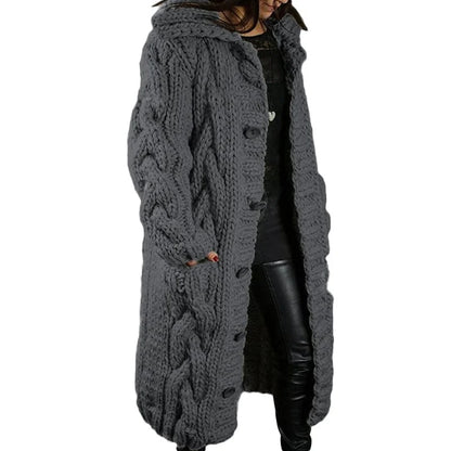 Dikke Cardigan voor Vrouw Met Capuchon