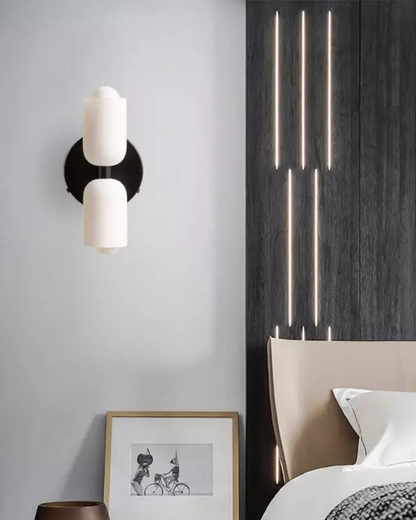 Sansoti | Wandlamp met Dubbele Glazen Kappen voor Slaapkamer en Woonkamer – E27 Wandverlichting