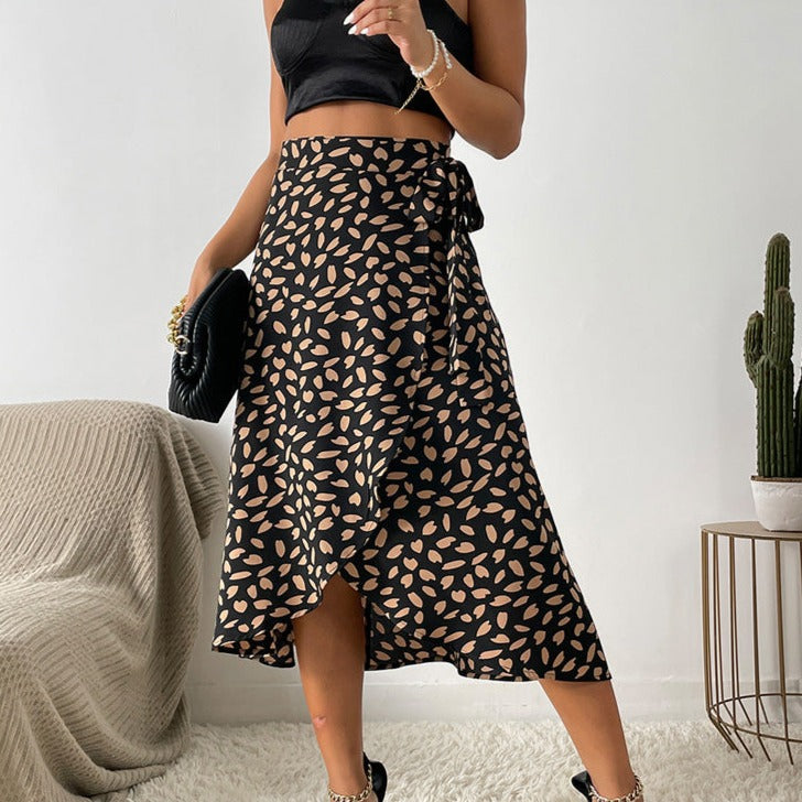 Vrouwelijke Rok met Dierenprint en Ruffles