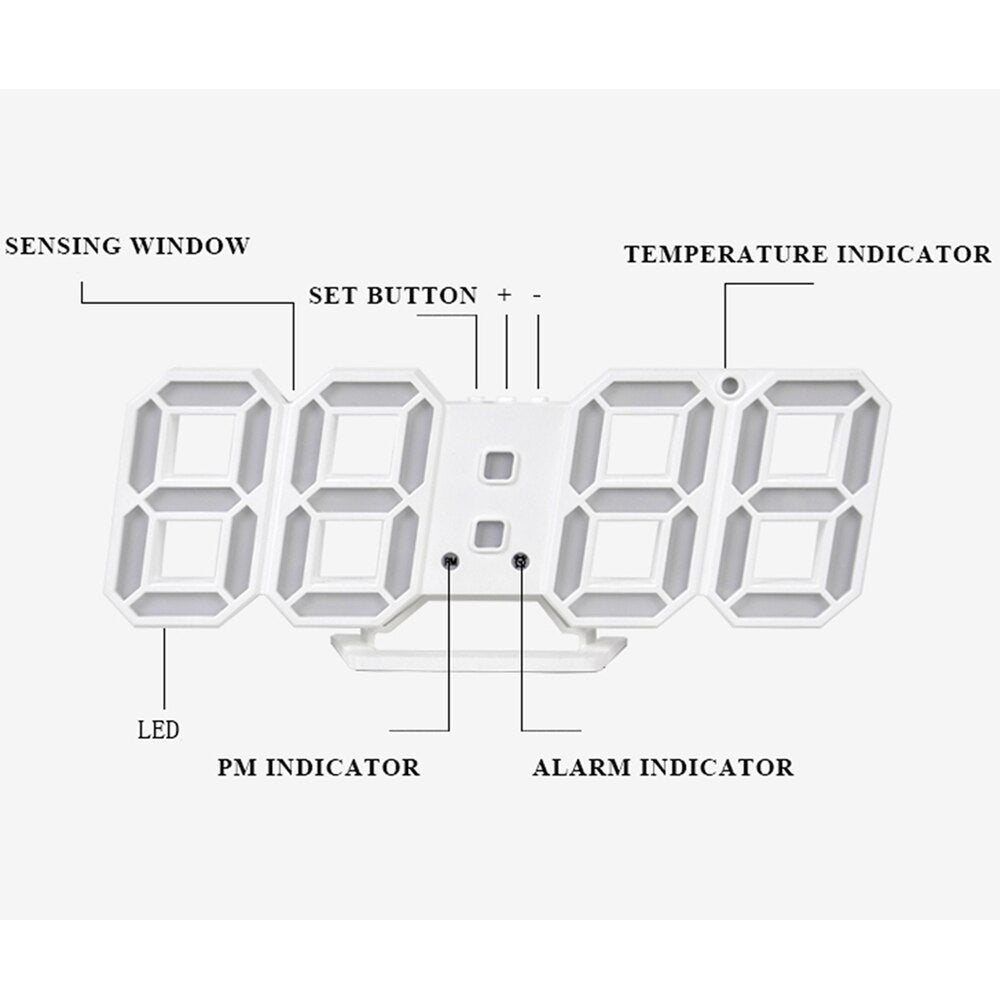 Digitale Wandklok met Temperatuurweergave en Alarm – LED-Display met Automatische Helderheidsaanpassing