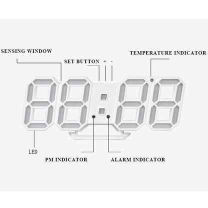Digitale Wandklok met Temperatuurweergave en Alarm – LED-Display met Automatische Helderheidsaanpassing