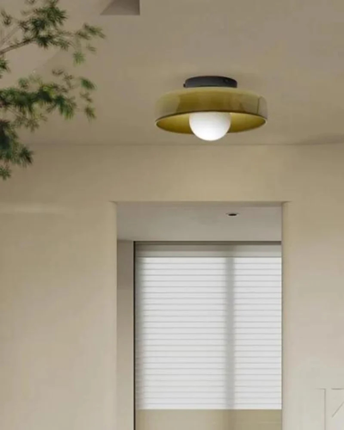 Moderne ronde plafondlamp van glas en ijzer – minimalistische designlamp voor woonkamer en slaapkamer met warme lichtkleur