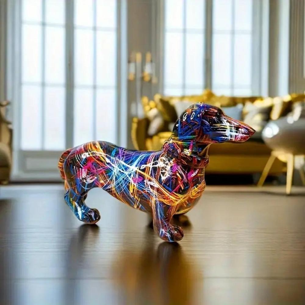 Teckel Beeldje Resin Multicolor Woonkamer Decoratie Hond Sculptuur Kunst Beeld Modern Interieur Accessoire