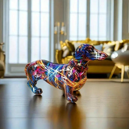 Teckel Beeldje Resin Multicolor Woonkamer Decoratie Hond Sculptuur Kunst Beeld Modern Interieur Accessoire