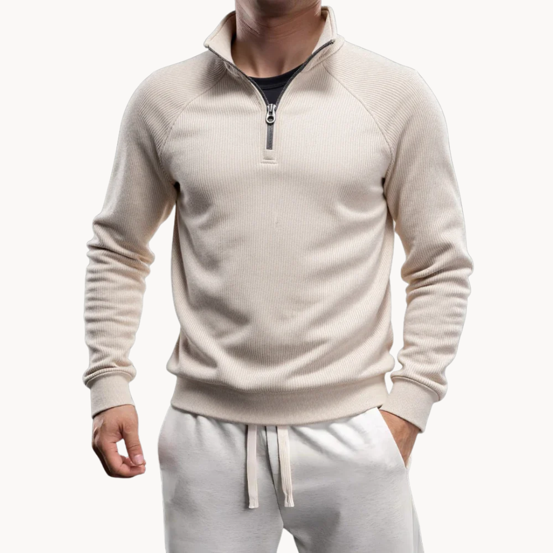 Heren Trui Katoenmix Quarter-Zip Casual Fit