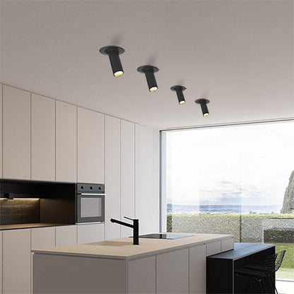 Moderne LED Plafondspot Cilindrisch Design – 7W Inbouwspot Aluminium Zwart Wit Nikkel 12-32cm – Verstelbare Richtspot Warm/Koud Licht – Designverlichting Woonkamer Hal Gang Kantoor