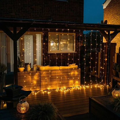 LED Gordijnverlichting Warm Wit 300 Lampjes 3x3m Waterdicht Sfeerverlichting Tuin Balkon Feest Decoratie
