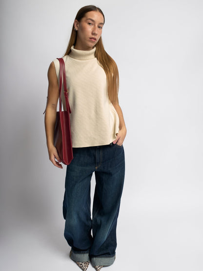 Vegan Leren Schoudertas Halfrond Elegant en Ruim