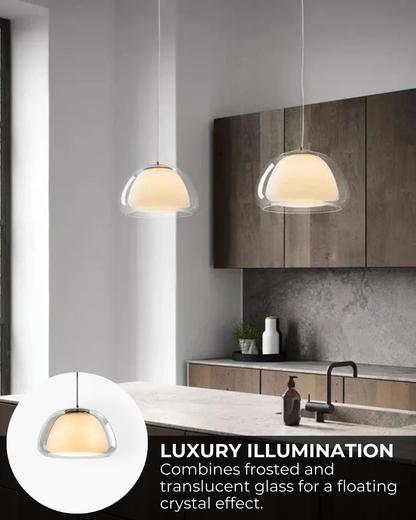 Luxe Glazen Hanglamp Met Mat En Transparant Glas In Minimalistisch Japandi Design