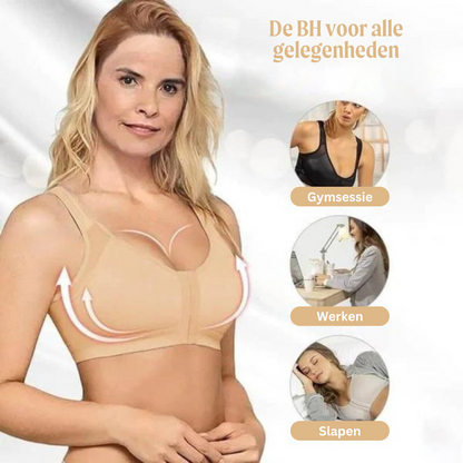 Houdingscorrigerende Comfortbeha met Voorsluit Zwart Beige Wit