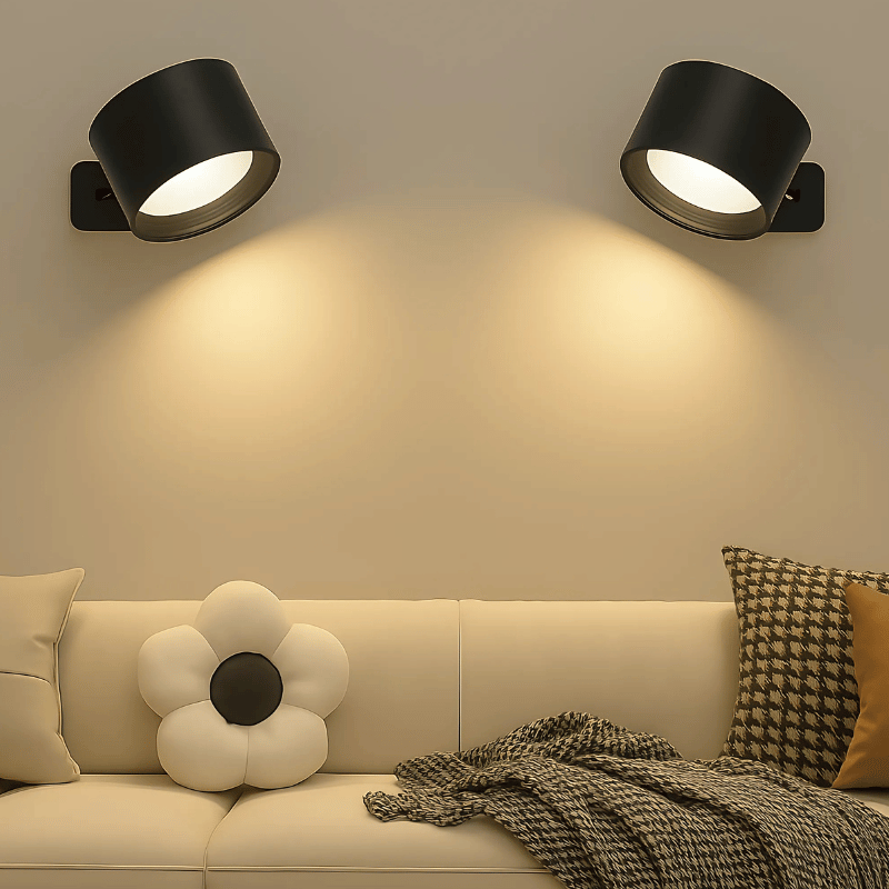 LED Wandlamp Draadloos met Accu en 360° Draaifunctie | Compact Design voor Woonkamer, Slaapkamer, Leeshoek, Hal | Instelbare Kleurtemperatuur Warmwit Neutraalwit Koudwit | Oplaadbare Verlichting 2000mAh