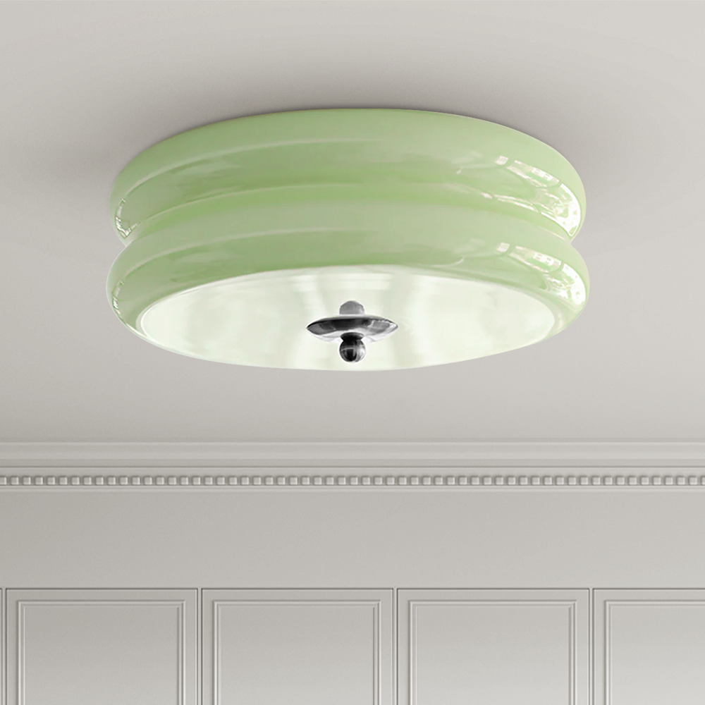 LED plafondlamp glas metaal crème 13 cm slaapkamer woonkamer art deco plafondverlichting rond warm licht neutraal licht wit licht