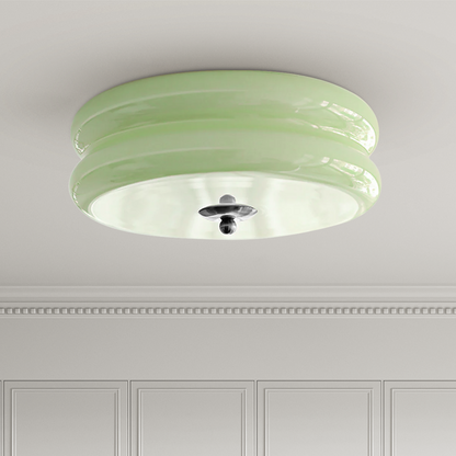 LED plafondlamp glas metaal crème 13 cm slaapkamer woonkamer art deco plafondverlichting rond warm licht neutraal licht wit licht