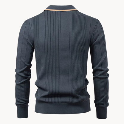 Heren Polo Lange Mouwen Gebreid met Knopen