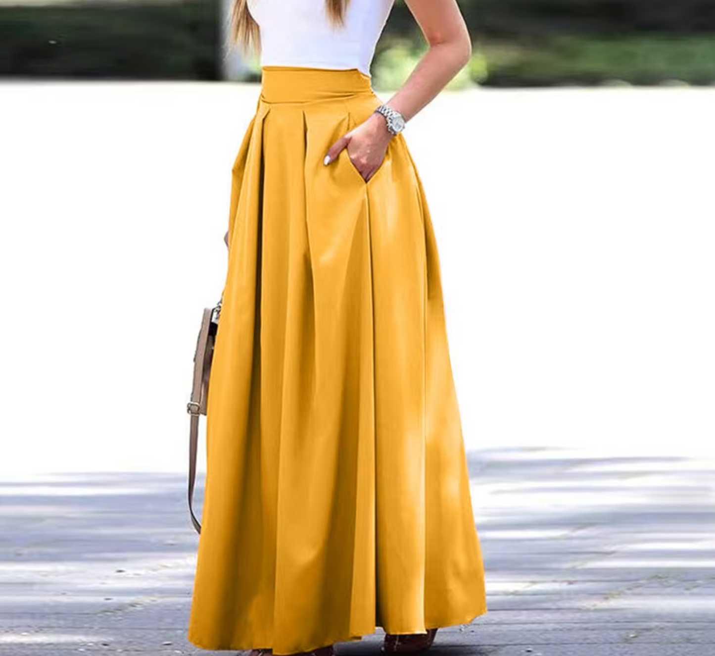 Luchtige Zomerjurk Plooirok Hoge Taille voor Vrouw