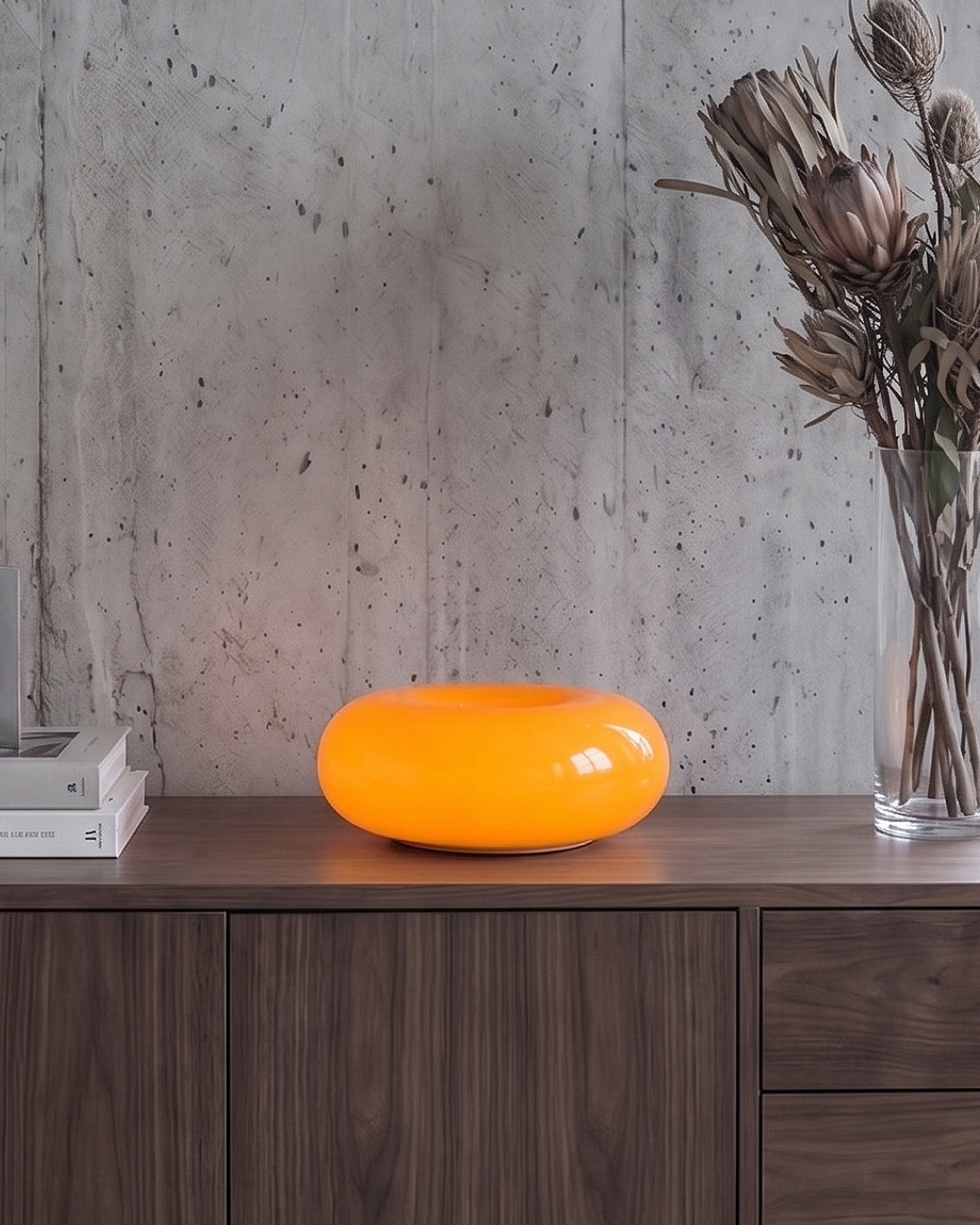 NARA Sculptural Donut Lamp met 3 Kleurtemperaturen – Dimbare Glazen Tafellamp Bauhaus Design Touch Control Wandmonteerbaar Ambient Lighting