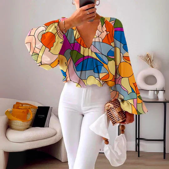 Vrouwelijke Blouse Bloemenprint Zomerse Stijl