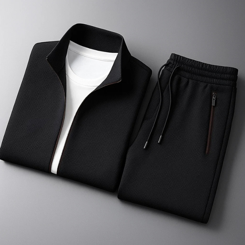 Eldridge Heren Trainingspak Set Zwart Luxury Sport
