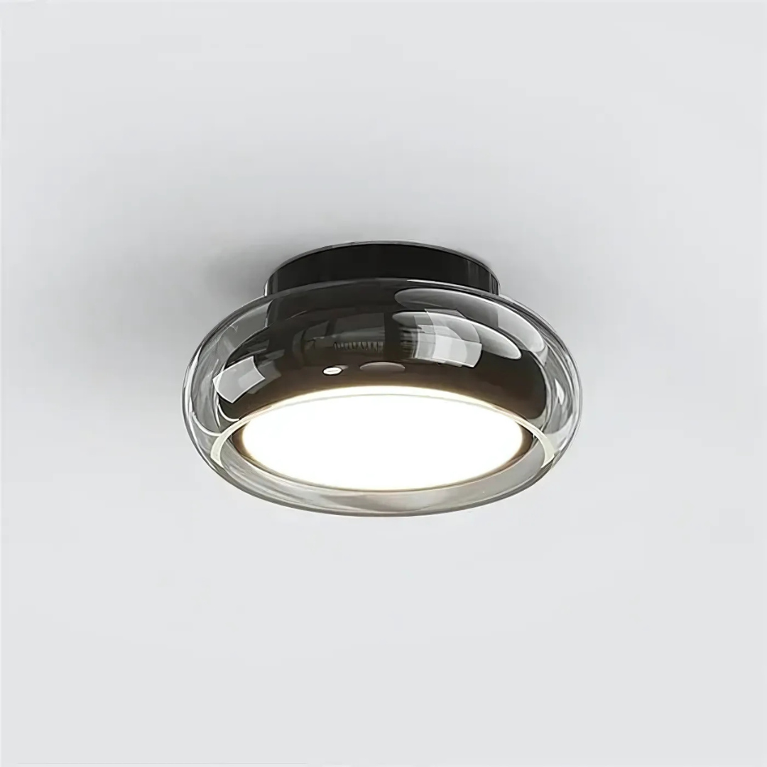 Plafondlamp Glas LED 24W Amber Woonkamer Hal Retro Design Compact Modern