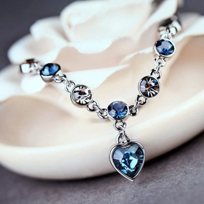 Oceaan Hart Kristallen Armband Zilver met Zirkonia Steentjes voor Vrouwen Elegant Sieraad