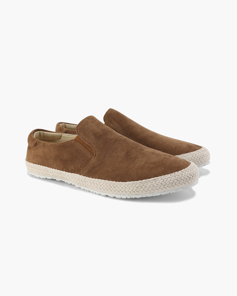 Suède Herenschoenen Espadrille Slip-On Sneaker met Jute Zool