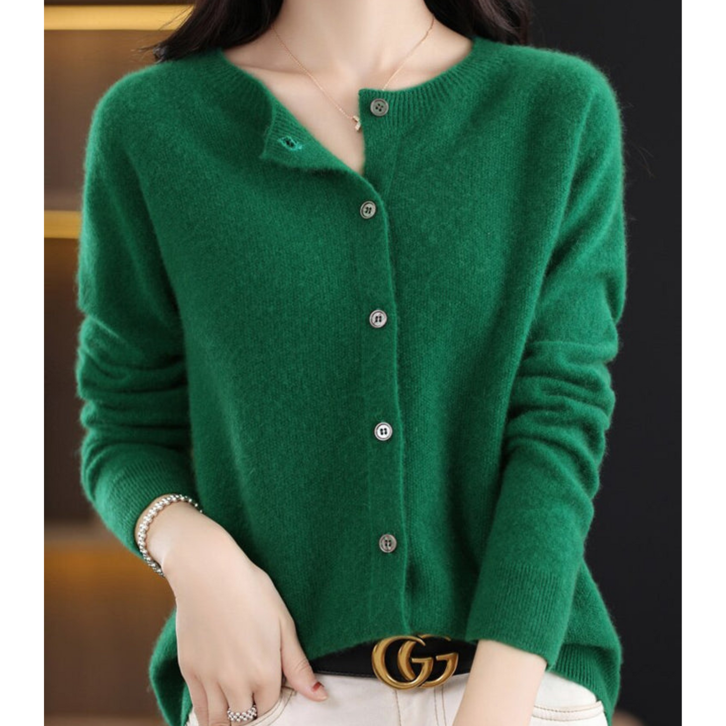 Dames Merinowol Cardigan Zacht Warm O-hals Trui
