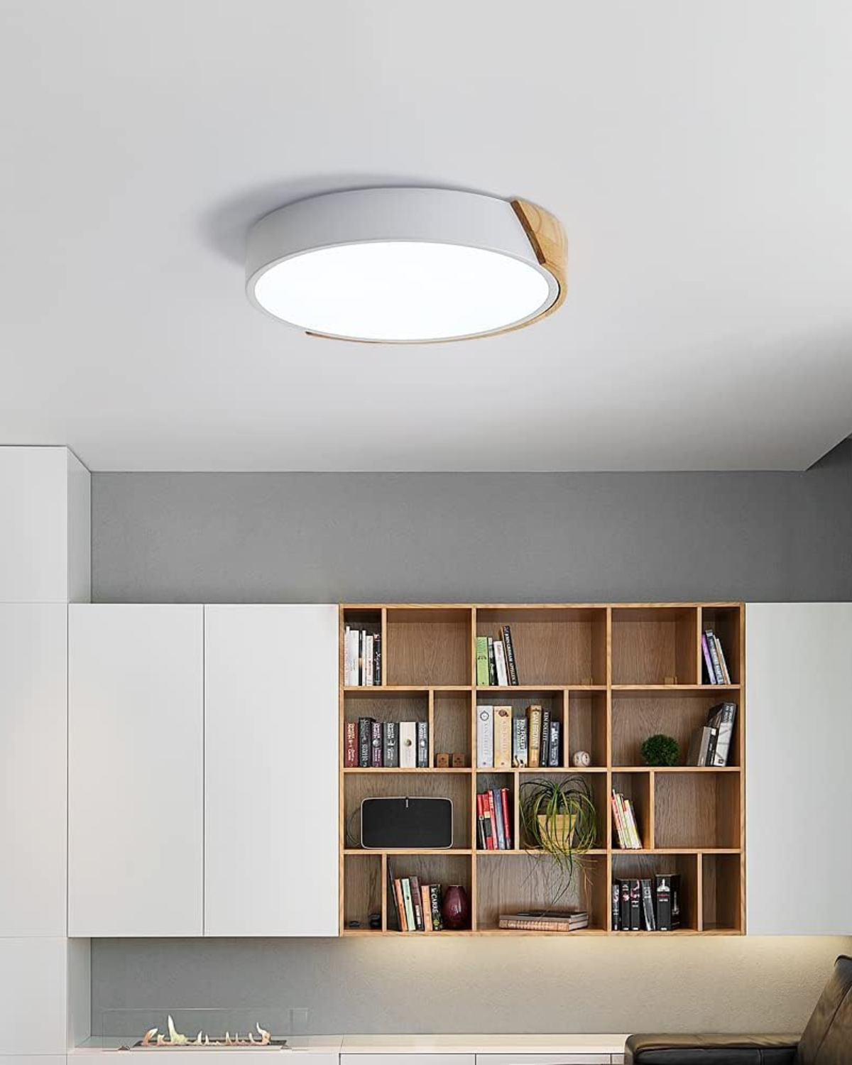 Moderne ronde plafondlamp met houtaccent en LED verlichting – minimalistische designlamp in 23 30 40 50 en 60 cm