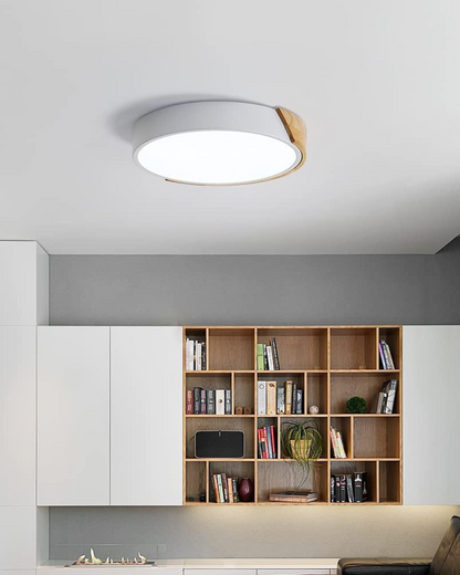 Moderne ronde plafondlamp met houtaccent en LED verlichting – minimalistische designlamp in 23 30 40 50 en 60 cm