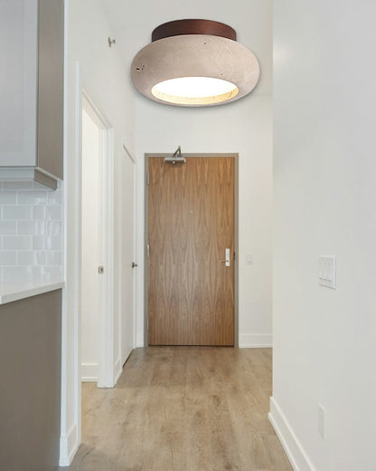 Plafondlamp acryl natuurtinten walnoot beige woonkamer slaapkamer gang warm licht diffuus elegant Scandinavisch design modern minimalisme interieur verlichting