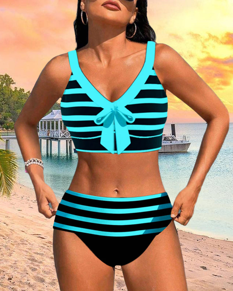 Dames Bikini Hoge Taille Gestreept Model