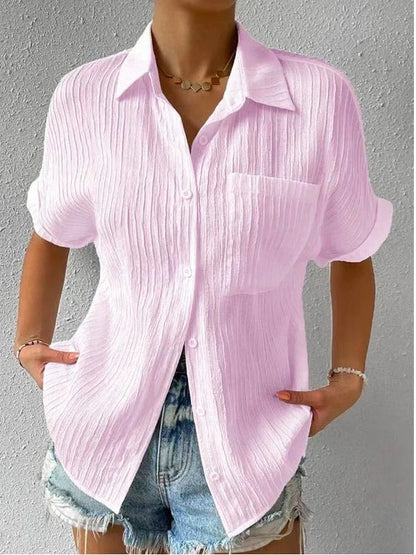 Dames Blouse Losse Pasvorm met Borstzak en Vrouwelijke Stijl