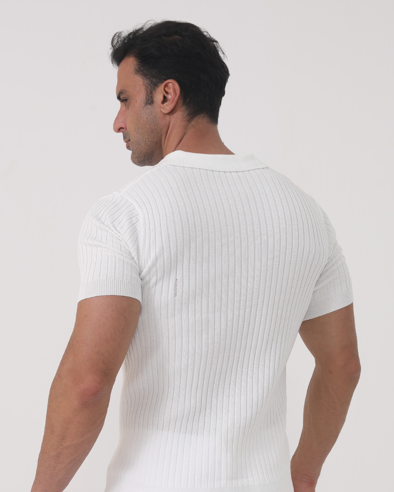 Mannen Poloshirt Katoen V-hals Casual Rib