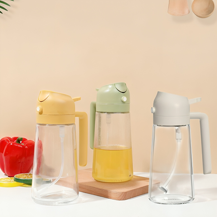 Oliespray Fles met Verstuiver 470ml Groen Geel Wit Zwart Keuken Koken Gezond Bakken Grillen Olijfolie Doseren Bespaart Olie