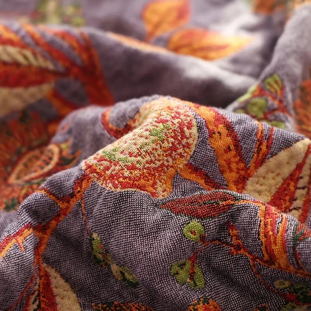 Botanische Katoenen Plaid met Kwasten – Gebloemde Jacquardweving Omkeerbaar Bedsprei Bankkleed Fauteuil Deken voor Alle Seizoenen