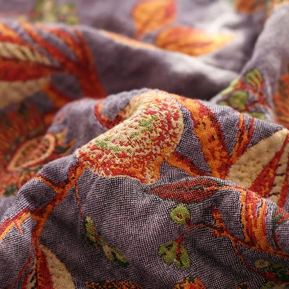 Botanische Katoenen Plaid met Kwasten – Gebloemde Jacquardweving Omkeerbaar Bedsprei Bankkleed Fauteuil Deken voor Alle Seizoenen