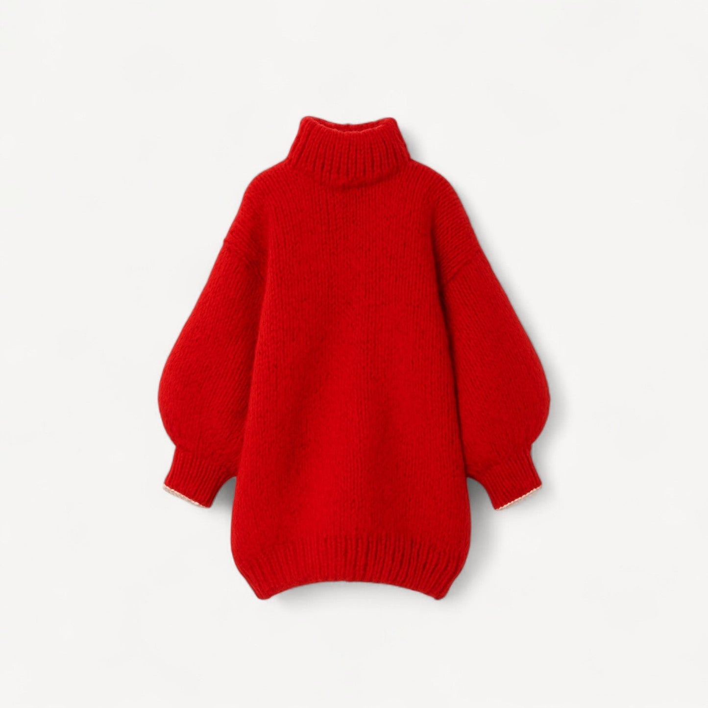 Dames Trui Oversized Gebreid met Hoge Hals en Wijd Mouwen
