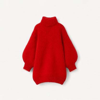 Dames Trui Oversized Gebreid met Hoge Hals en Wijd Mouwen