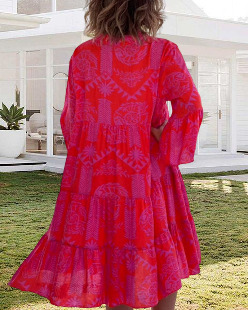 Zomerjurk Boho Driekwart Mouwen Geometrische Print
