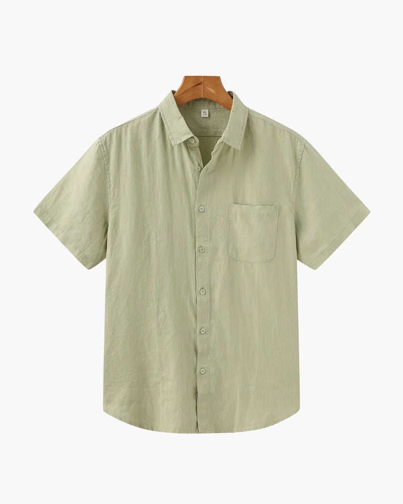 Heren Zomer Shirt Linnen Korte Mouwen met Borstzak