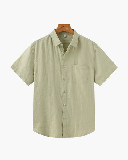 Heren Zomer Shirt Linnen Korte Mouwen met Borstzak