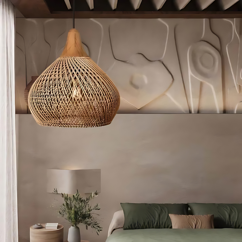 Rotan Hanglamp Boho Natuur Ø40 Ø50 Ø60 Zwart Of Naturel LED