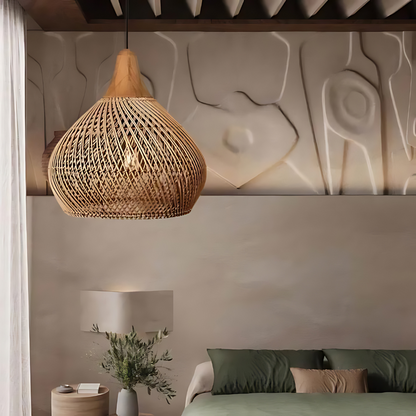 Rotan Hanglamp Boho Natuur Ø40 Ø50 Ø60 Zwart Of Naturel LED