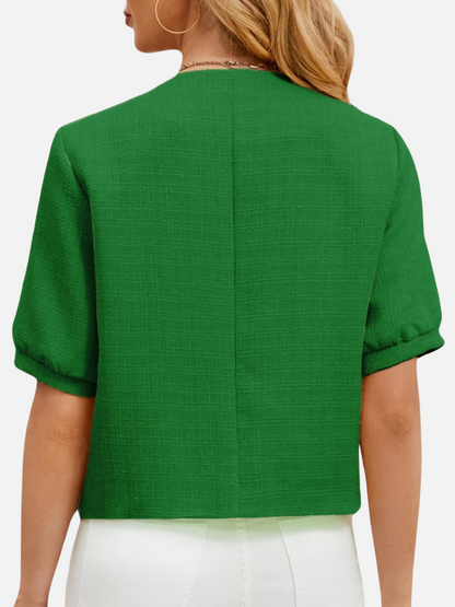 Dames Cropped Blazer Jas Tweed Pasvorm