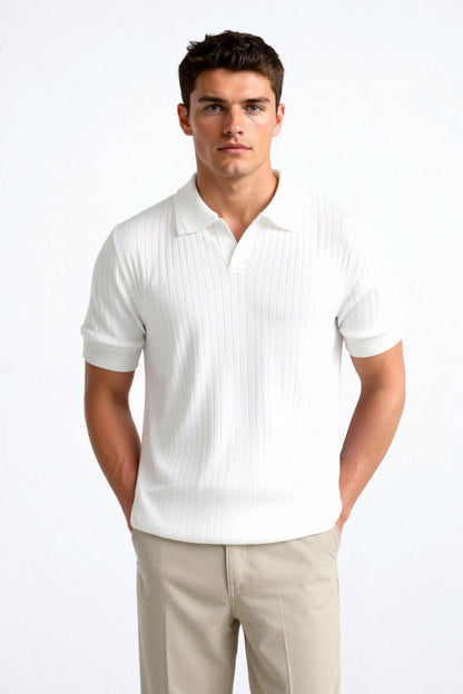 Heren Poloshirt Korte Mouwen Wit Klassiek Stijl - StudioMarella