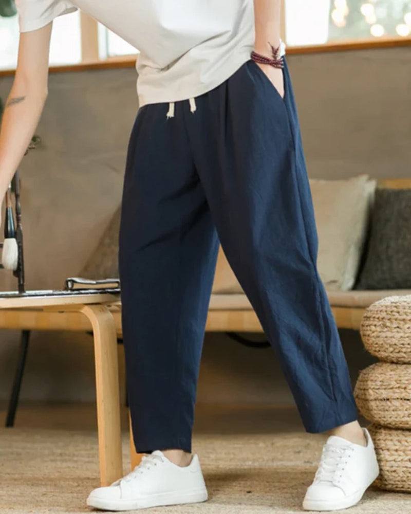 Zomerbroek Plissé Locker Model met Koord → Zomerbroek Plissé Locker Met Elastiek Koord