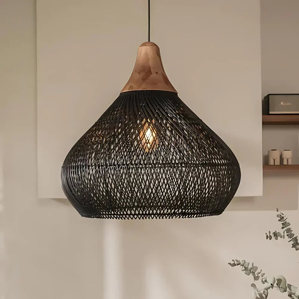 Rotan Hanglamp Boho Natuur Ø40 Ø50 Ø60 Zwart Of Naturel LED