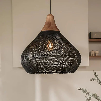 Rotan Hanglamp Boho Natuur Ø40 Ø50 Ø60 Zwart Of Naturel LED